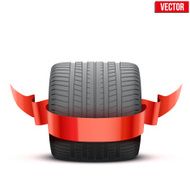 sports car race wide wheel with winner ribbon