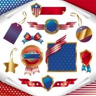 Vector collection of usa patriotic signs labels tags and emblem