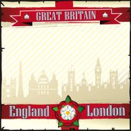 ENGLAND &amp; LONDON cityscape square grunge background N2