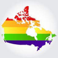 Rainbow flag in contour of Canada