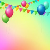 happy birthday greeting card with colorful balloons and flags N2