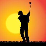 Vector silhouette of a man who plays golf N2