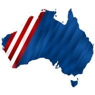 Australia flag map on white background N2