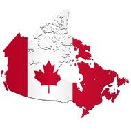 Canada flag map on white background