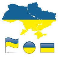 Ukraine map &amp; flag