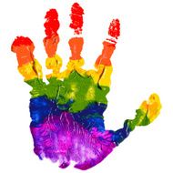 Gay and LGBT rainbow colors hand shape Handmade