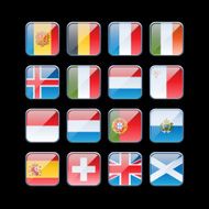 Shiny Square Flags Western Europe