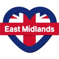 Love England collection vector East Midlands Heart and Flag