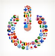 Power Button with World Flag