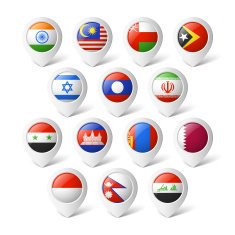 Map pointers with flags Asia