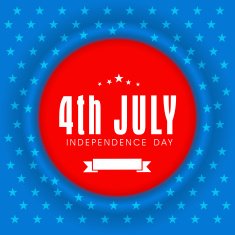 Red sticky with stylish text on star decorated blue background