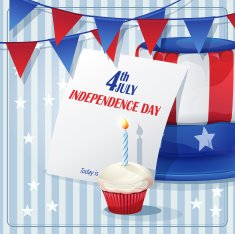 Independence Day on July 4 with flags and caps