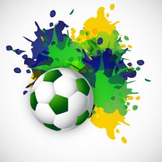 brazil colors splash grunge soccer ball design vector