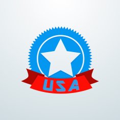 Sticky with star and stylish text USA on red ribbon