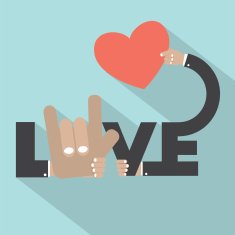 Love With Heart In Hand Typography Design