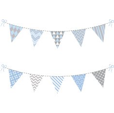 Blue and Grey Bunting Flag set N2