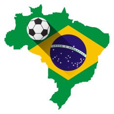 Brazil map with soccer ball