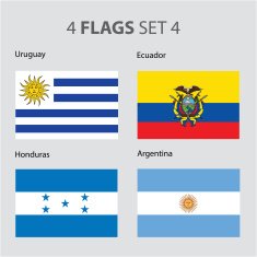 Uruguay Ecuador Honduras and Argentina Flags (vector Art)