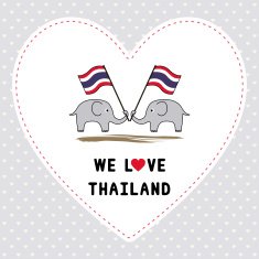 Two elephants hold Thai flag3