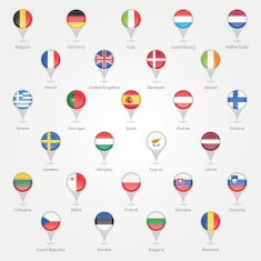 Map markers depicting the EU