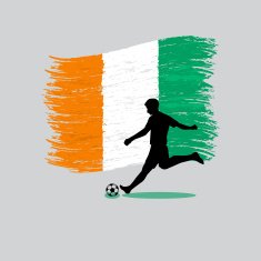 Soccer Player action with Ivory Coast flag on background