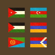 Flags of Jordan Azerbaijan Palestine Armenia Eritrea and Nagorno-Karabakh