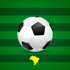 Soccer ball and green field for football poster illustration