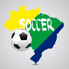 Soccer ball on map of Brazil poster illustration