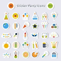 Sticker Party icons Vector design