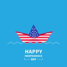 Paper boat Dashed wave Independence day 4th of July Flat