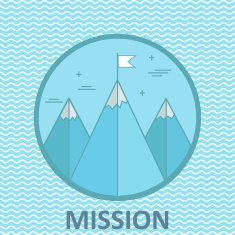Vector mission mountain climb logo design template in trendy linear