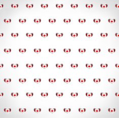 Seamless patriotic background with Canada flag glossy heart shapes