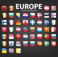Glossy button flags - Europe Original colors N2