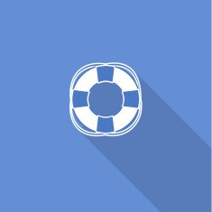 Flat long shadow sea icon isolated on blue