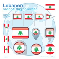 Flag of Lebanon icon collection vector illustration