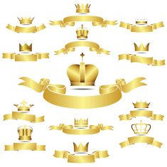 Gold 12 Crown Icons Set