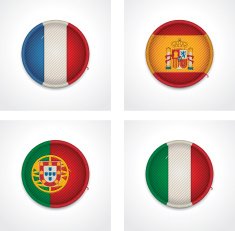 Flags of countries as fabric badges