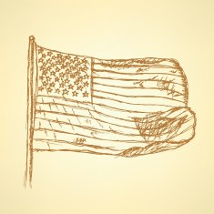 Sketch flag of USA vector background