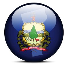Map on flag button of USA Vermont State