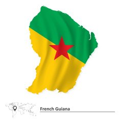 Map of French Guiana with flag