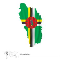 Map of Dominica with flag