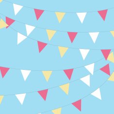 Coloured bunting on a sky background