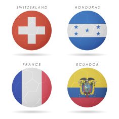 country flags on soccer ball illustration