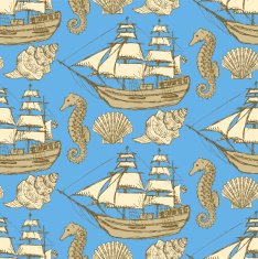 Sketch sea in vintage style