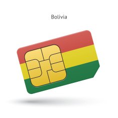 Bolivia mobile phone sim card with flag