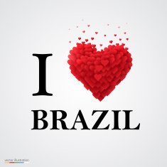 I love Brazil font type with heart sign