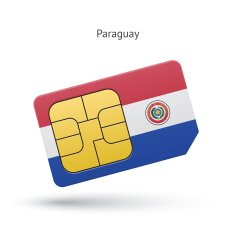Paraguay mobile phone sim card with flag