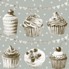 Seamless pattern Watercolor cupcakes muffins festive flags