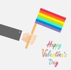 Hand holding rainbow gay pride flag Flat design Valentines day
