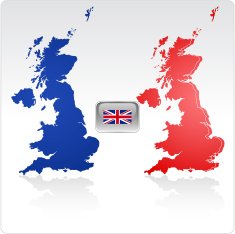 UK Map and Flag national Collors